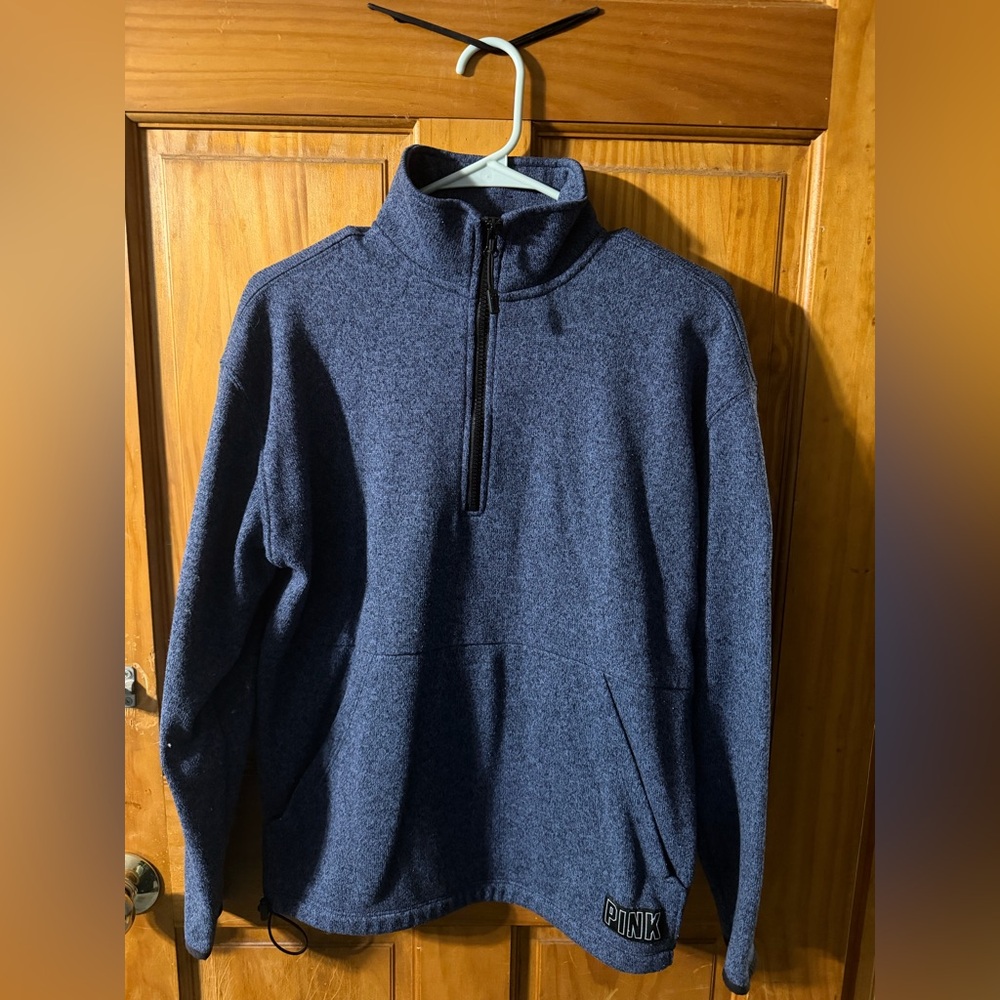 PINK Victoria's Secret Navy Zip-Up Sweater